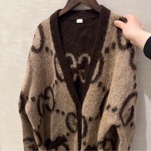 Gucci Beige and Brown Patterned Cardigan